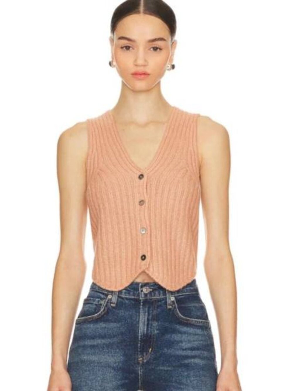 NEW FAVORITE DAUGHTER  Vest Mauve Size M Knit Top Wool Cashmere Button Down